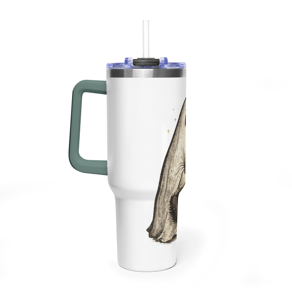 40oz Tumbler — Cute Ghost Hugging Black Cat Thermal Cup