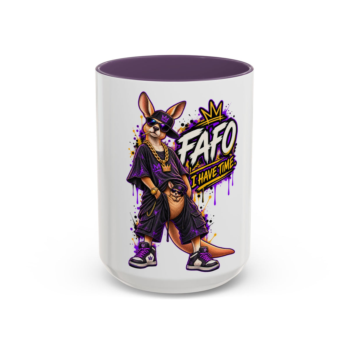 Kangaroo Streetwear Coffee Mug — "FAFO I Have Time" Accent Mug