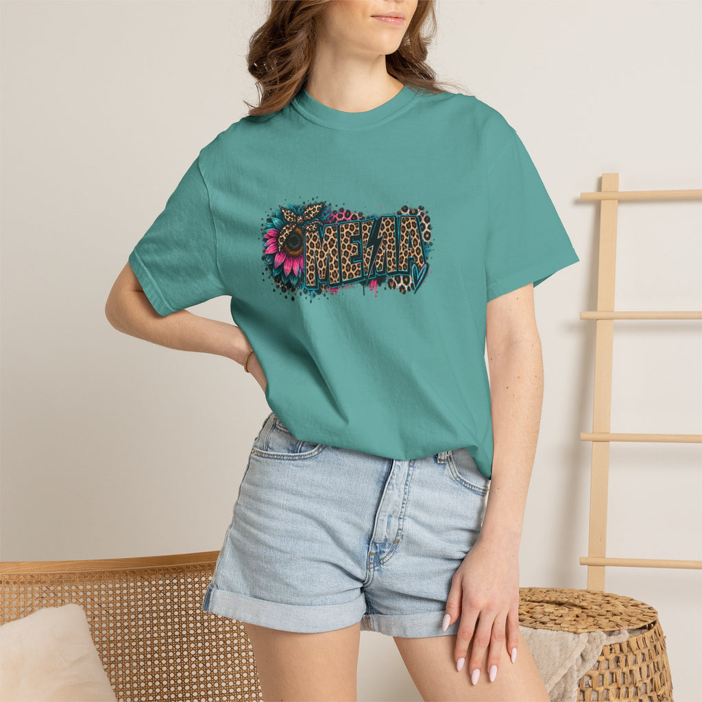MEMA Leopard Floral Logo T-Shirt — Vintage Animal Print Graphic Tee