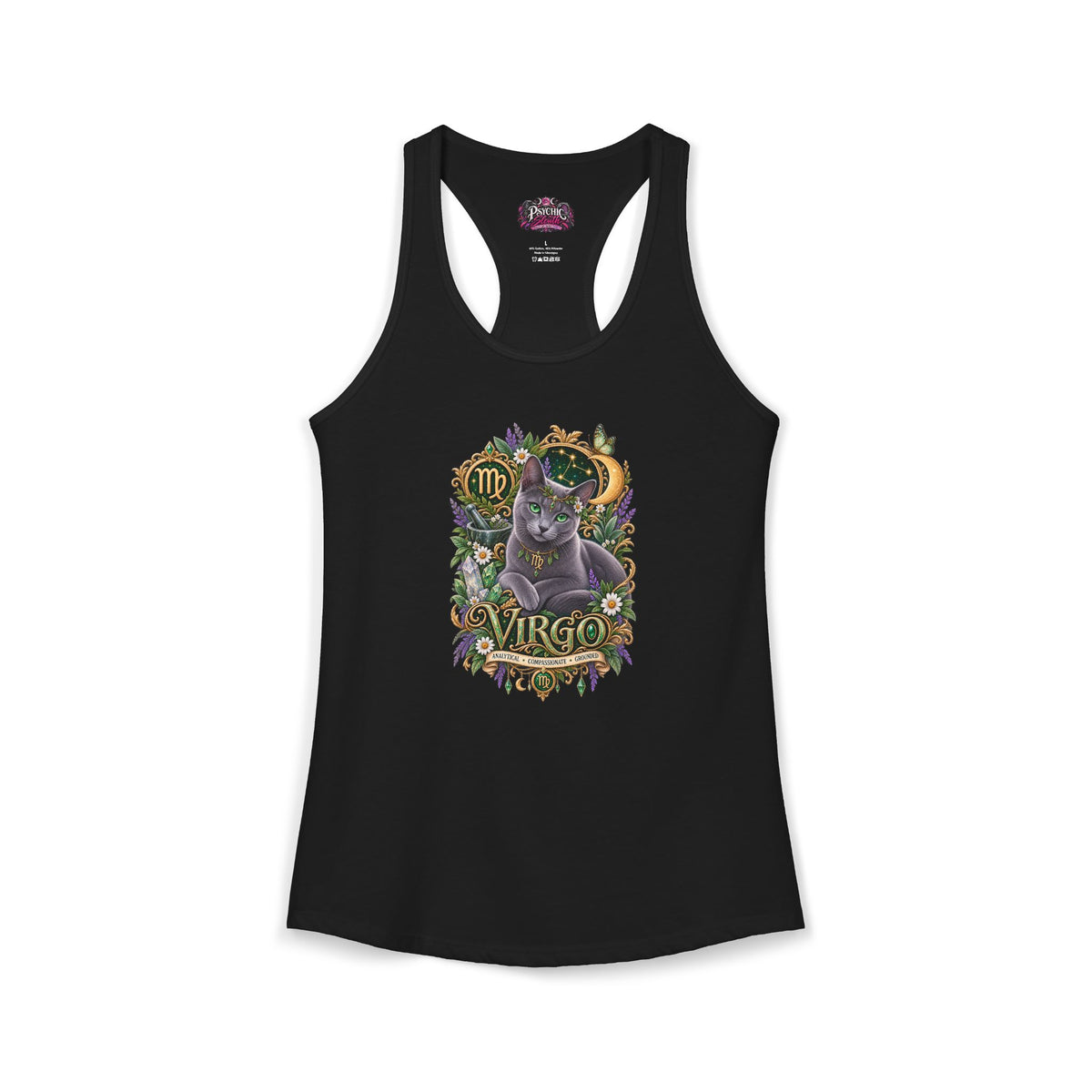 Virgo Russian Blue Zodiac Tank- Celestial Astrology Cat Lover Tank