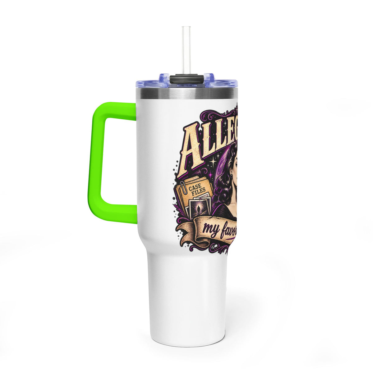 40oz Vacuum Tumbler - "Allegedly" Retro Detective Graphic
