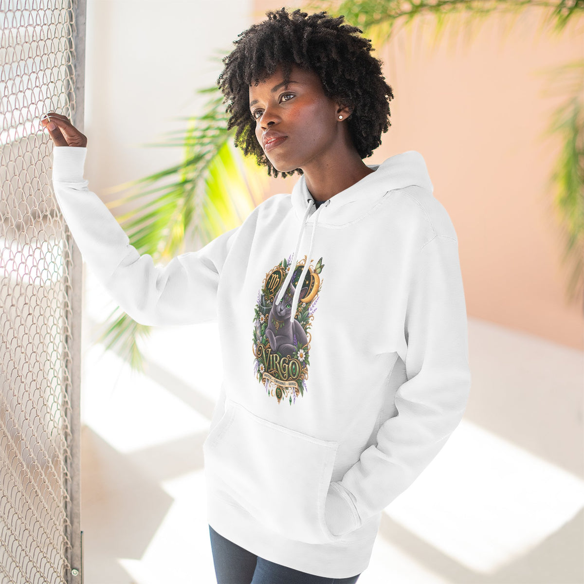 Virgo Russian Blue Cat Zodiac Hoodie — Astrological Virgo Horoscope Pullover