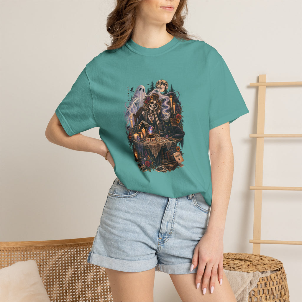 Tarot Seance Skeleton, Black Cat & Ghost Graphic Tee
