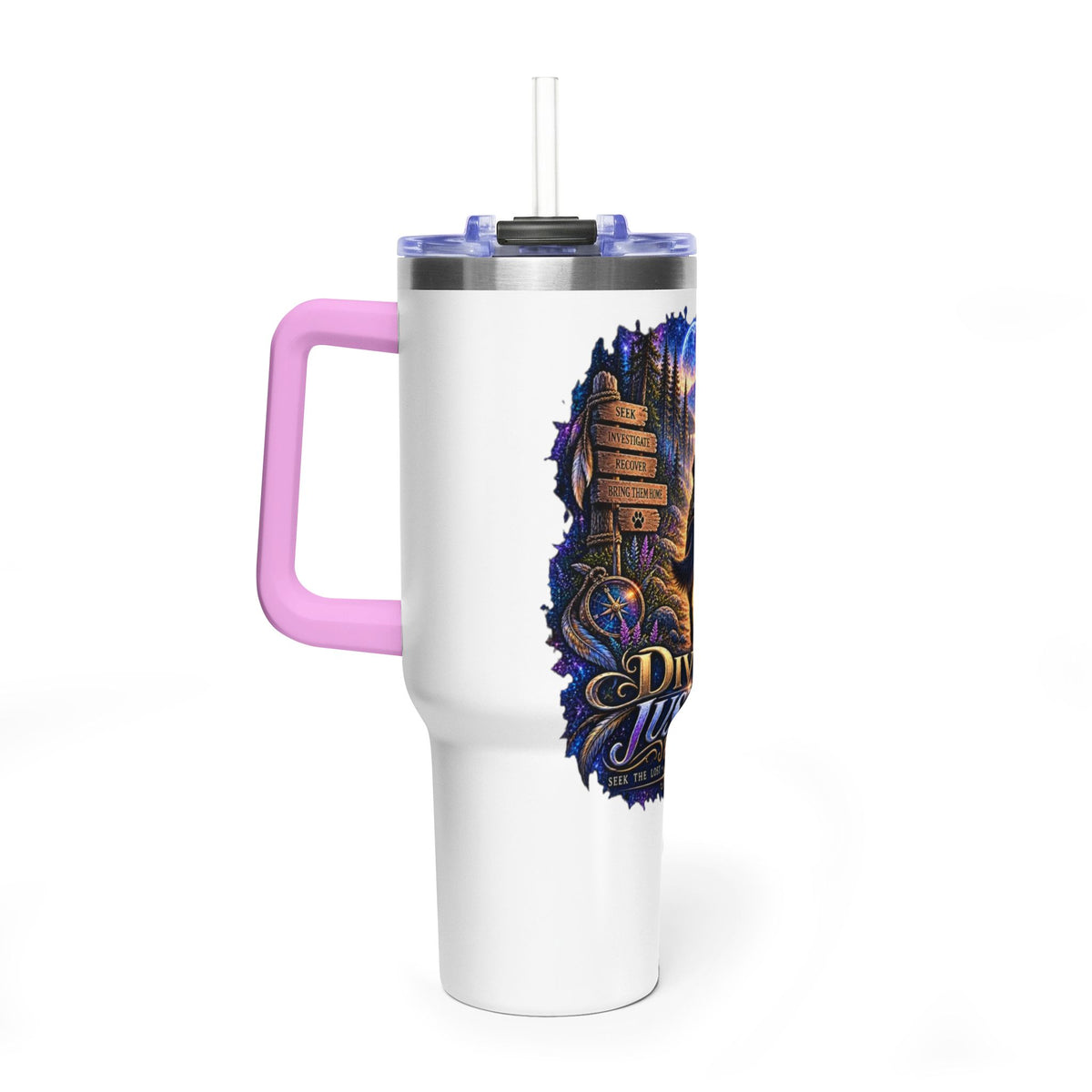 40oz Vacuum Tumbler – “Divine Justice” Support the mission