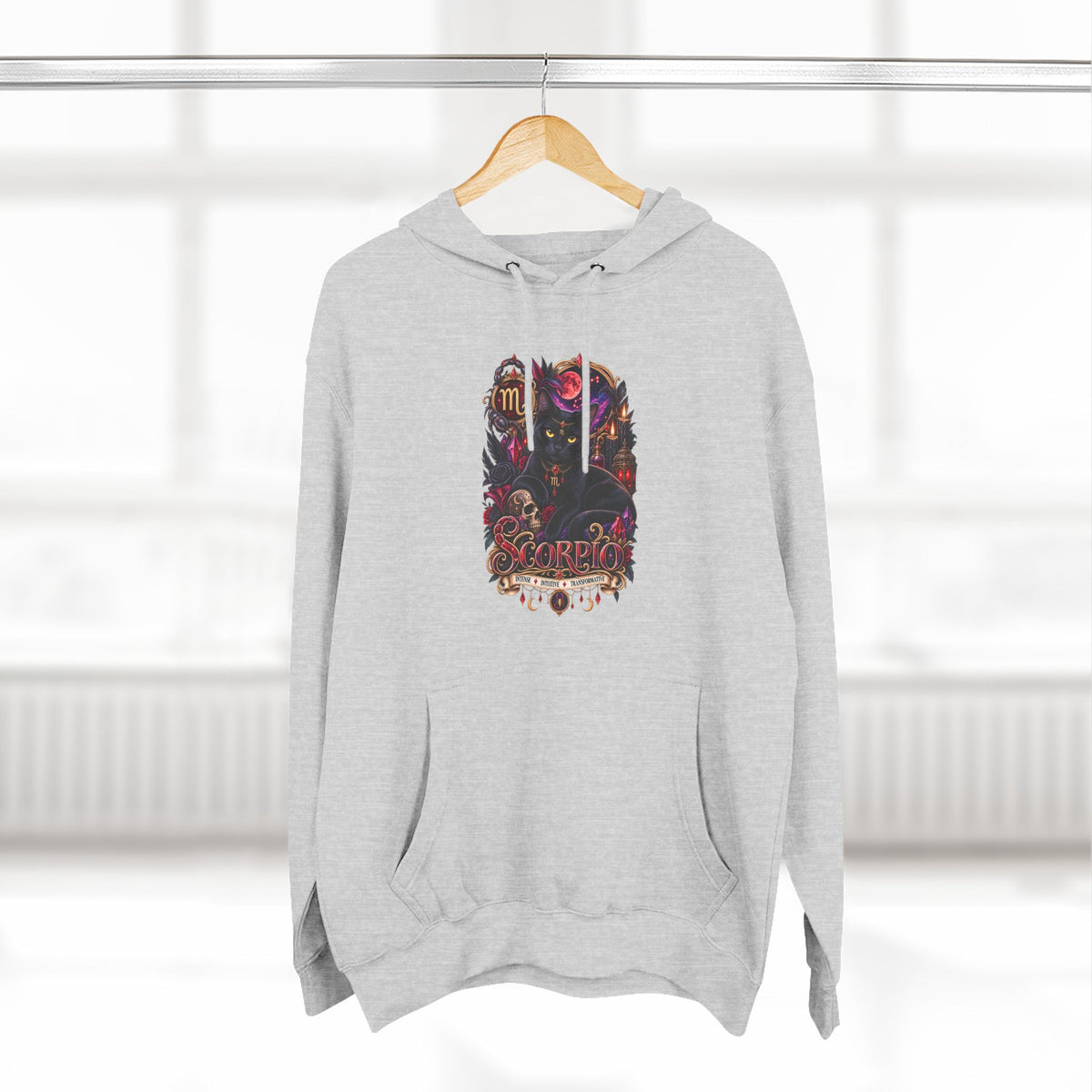 Scorpio Bombay Black Cat Floral Zodiac Hoodie — Intricate Scorpion Zodiac Sign