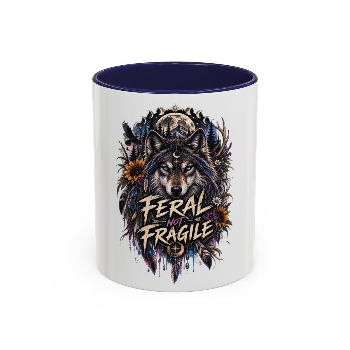 Feral Not Fragile Wolf Accent Coffee Mug (11oz & 15oz)