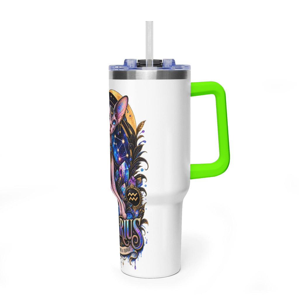 40oz Aquarius Zodiac Tumbler — Sphynx Cat Astrology Vacuum Thermal Cup