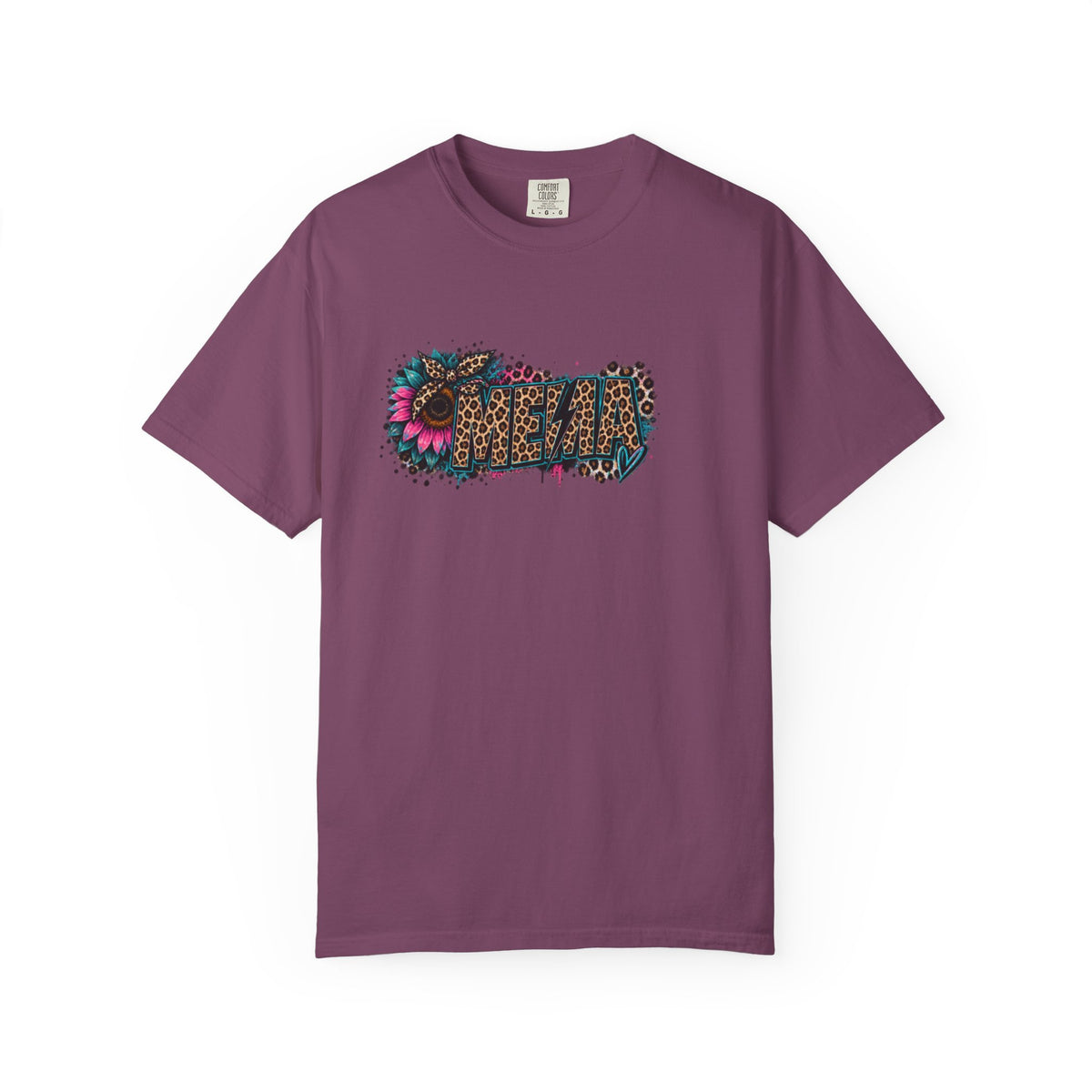 MEMA Leopard Floral Logo T-Shirt — Vintage Animal Print Graphic Tee