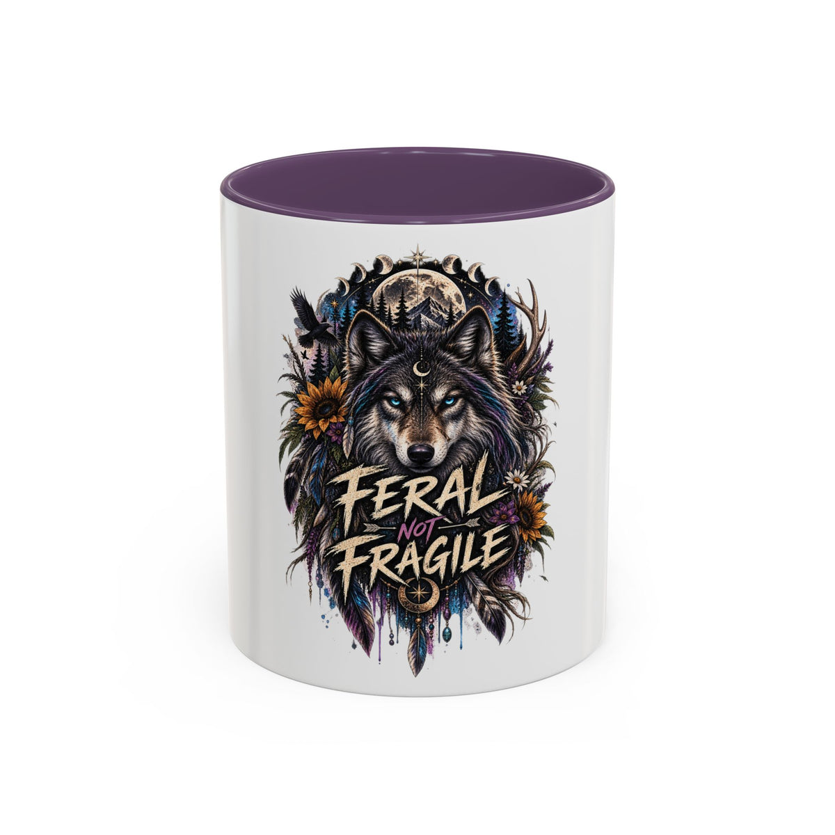 Feral Not Fragile Wolf Accent Coffee Mug (11oz & 15oz)