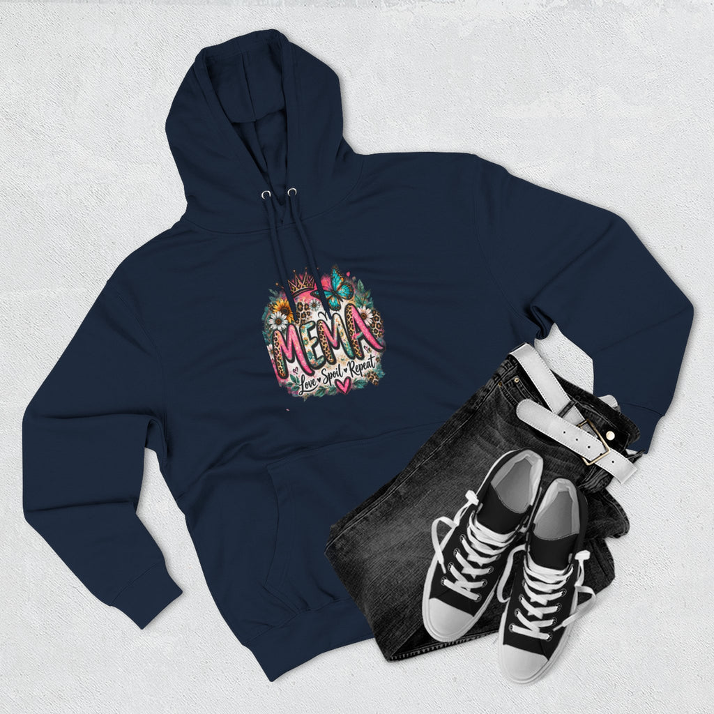 Mema Floral Hoodie — Cozy Fleece Pullover with Sunflower & Succulent Design