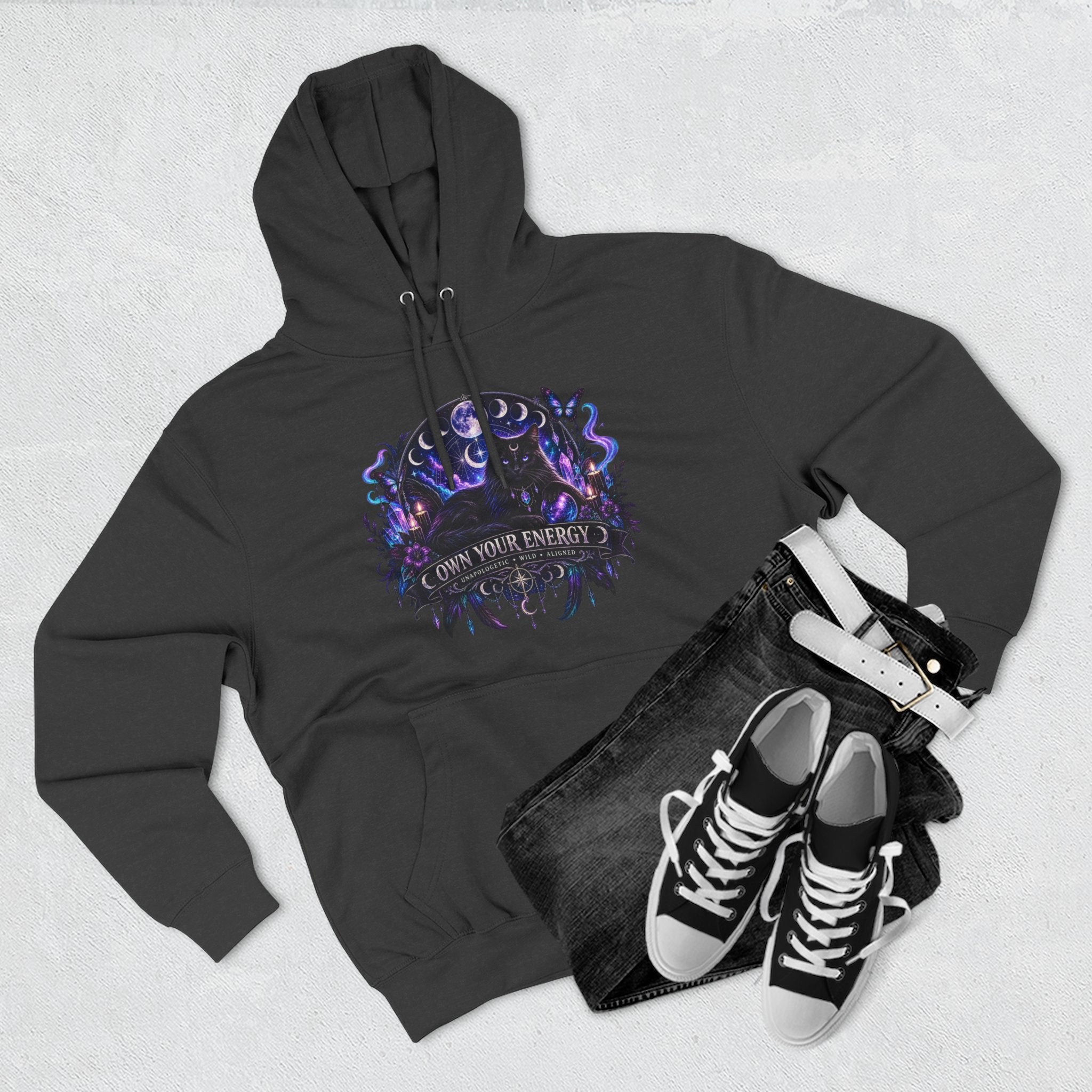 Mystical Black Cat Fleece Hoodie