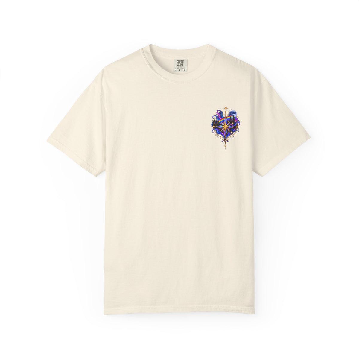 T-Shirt — "Guided by Light, Bound to Truth" Cosmic Forest Graphic