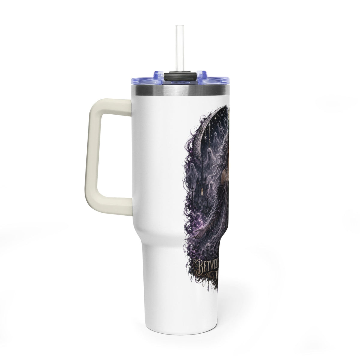 40oz Vacuum Tumbler — "Between Worlds" Mystical Forest Goddess Design