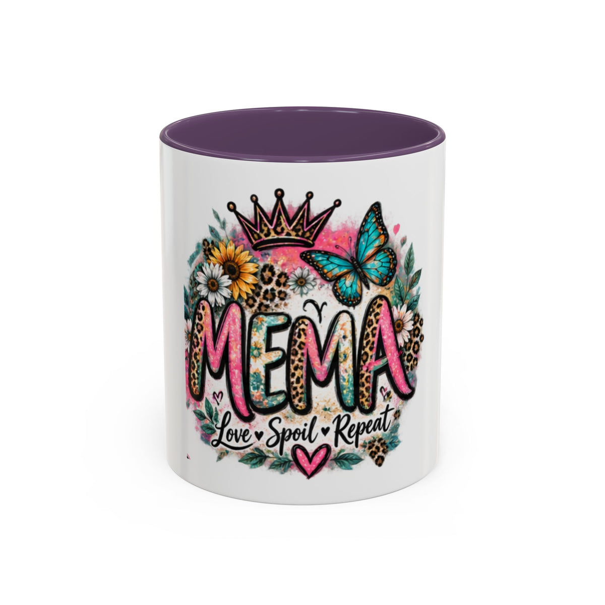 Mema Floral Accent Coffee Mug – 'Mema' Crown, Butterflies & Sunshine Design (11/15 oz)