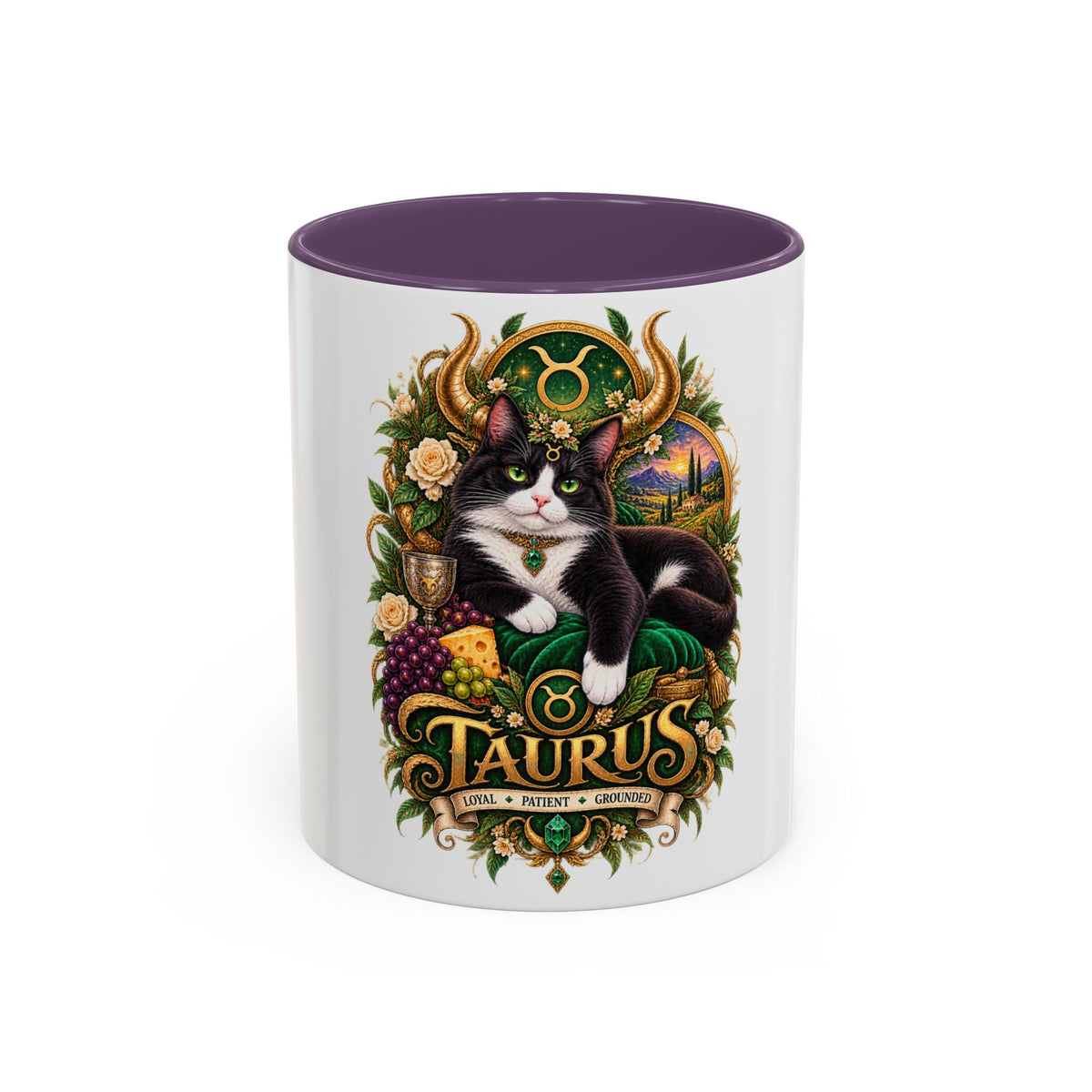 Taurus Tuxedo Cat Coffee Mug — Zodiac Astrology Gift (11/15 oz)
