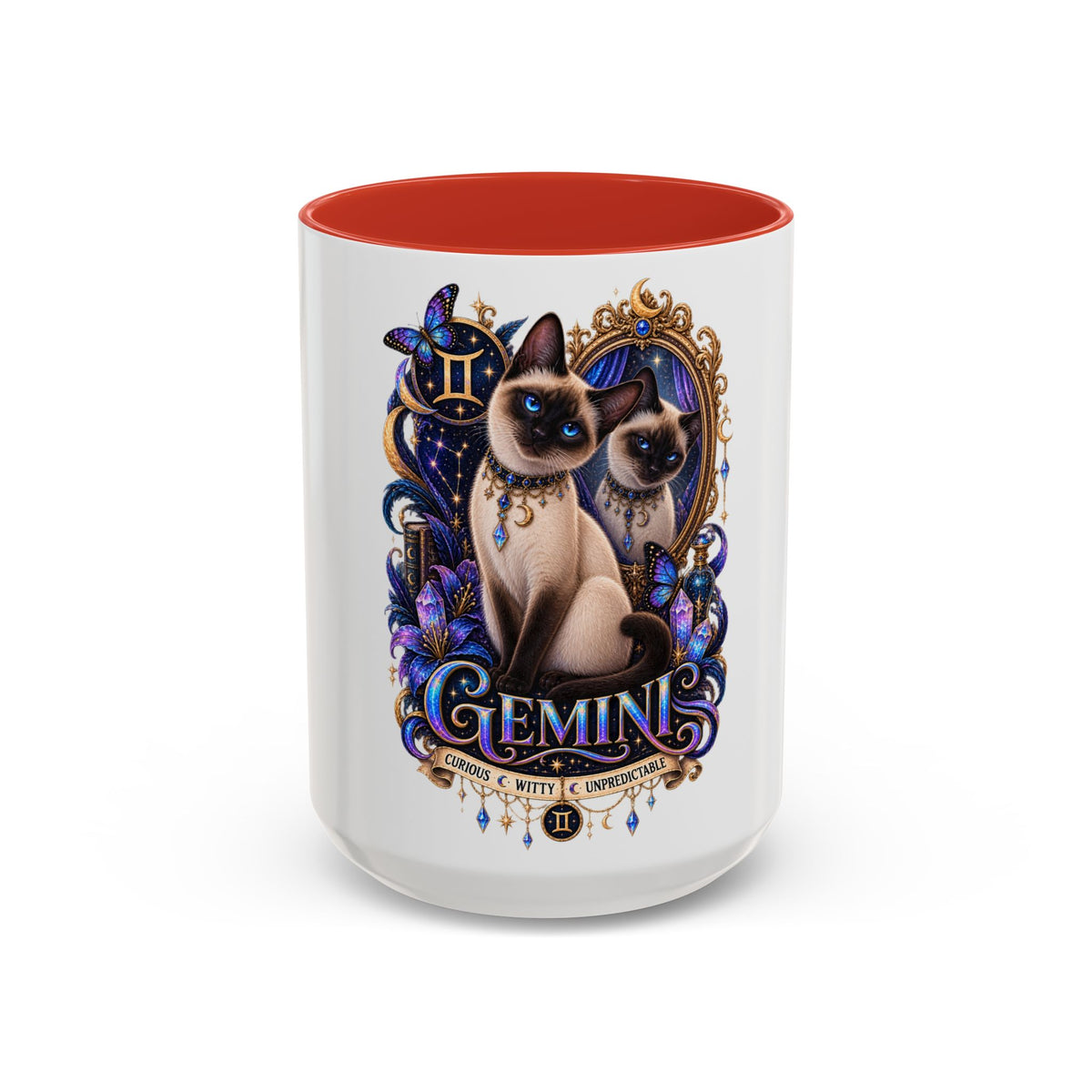 Gemini Zodiac Cat Coffee Mug — Siamese Astrology 11/15oz Accent Mug