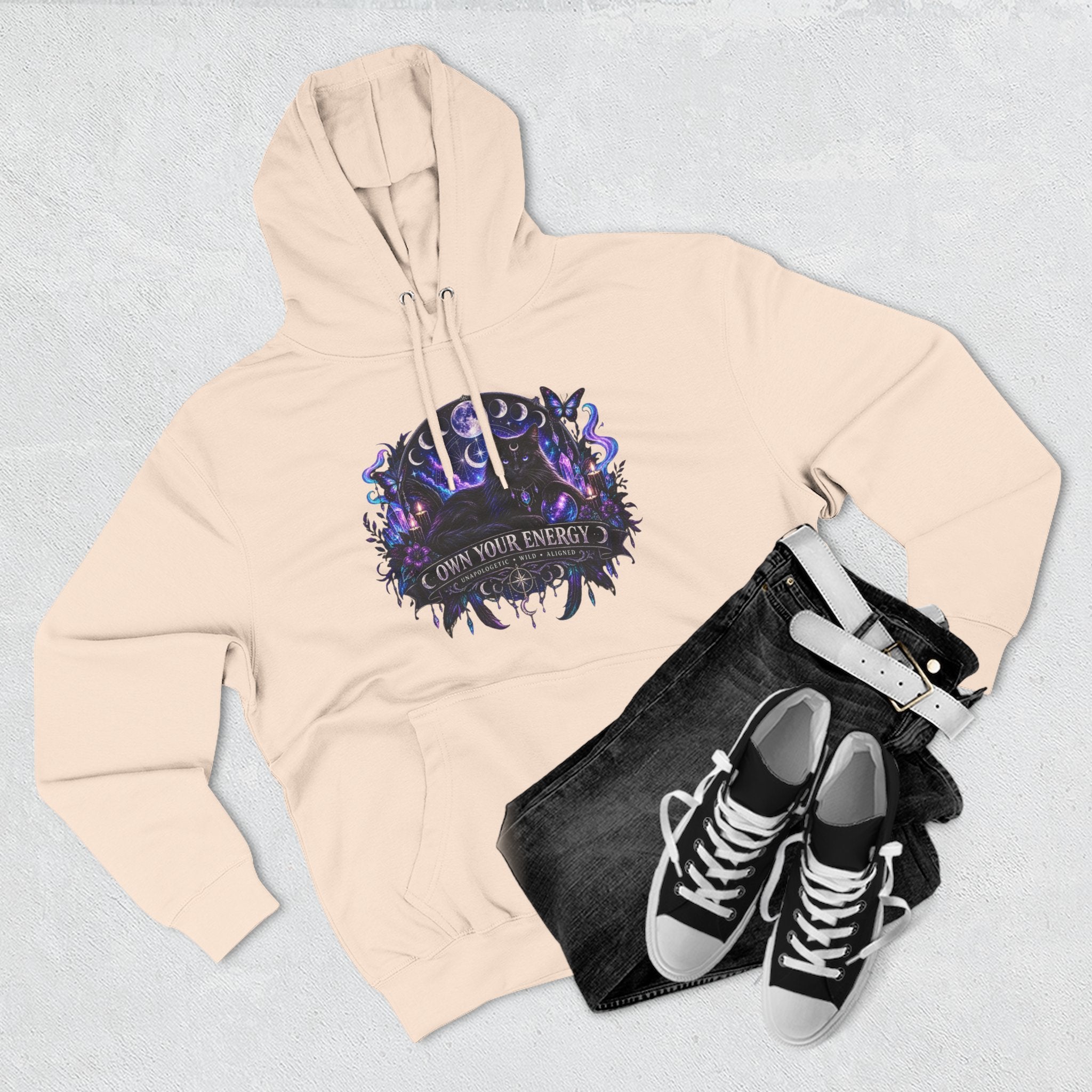 Mystical Black Cat Fleece Hoodie