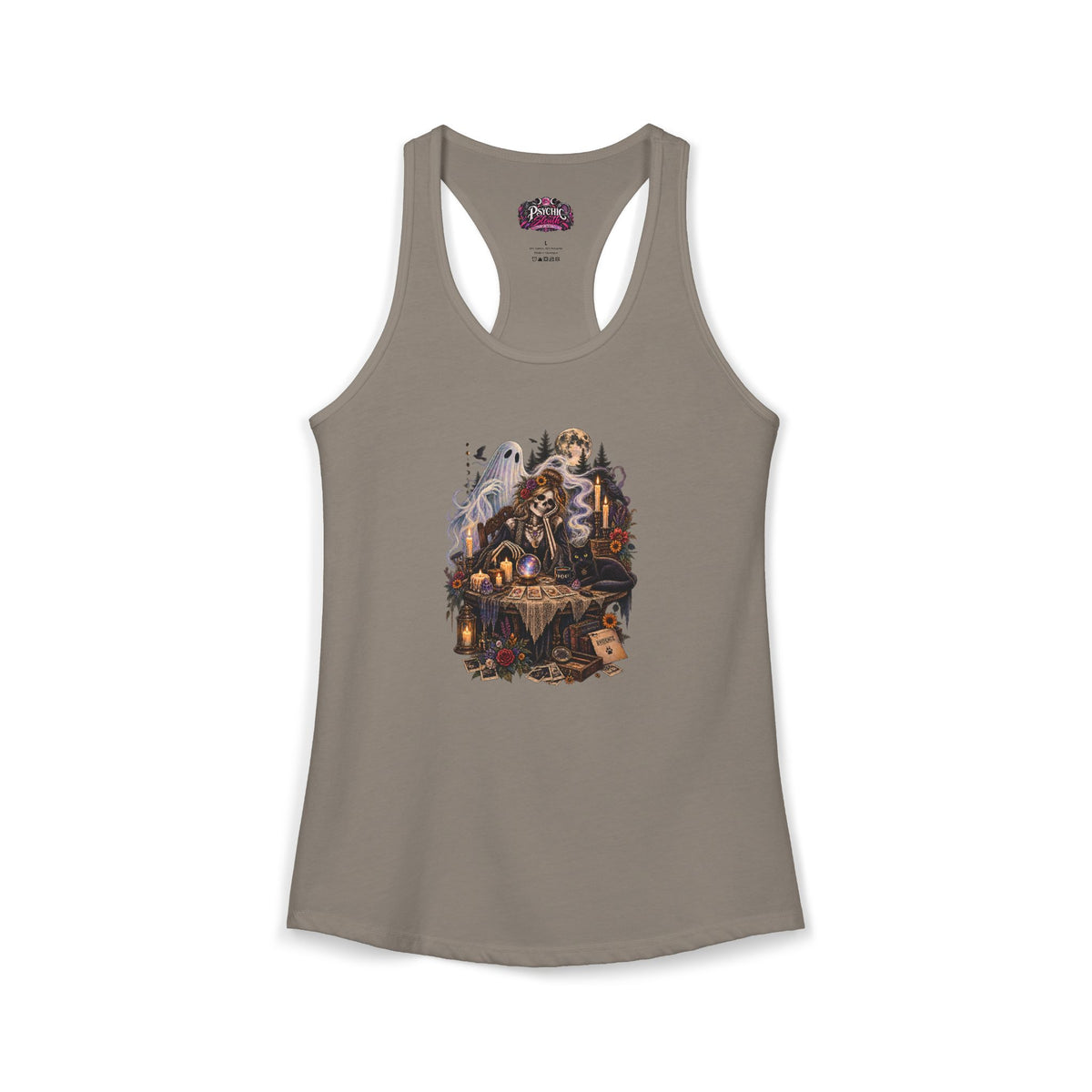 Ghost, Skeleton and Black Cat Read Tarot Cards Tank