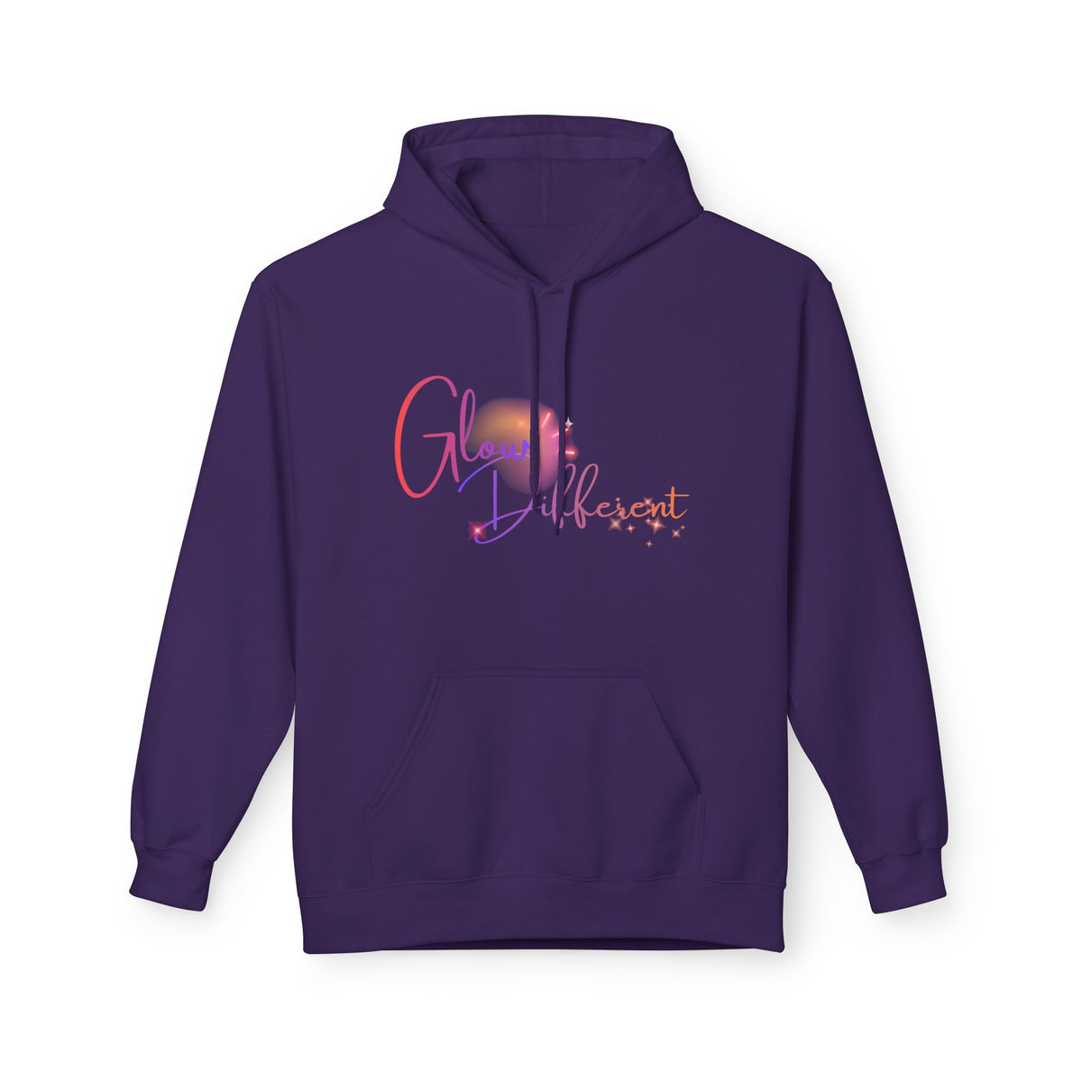 Glow Different Hoodie — Pastel Brush Script Inspirational Pullover