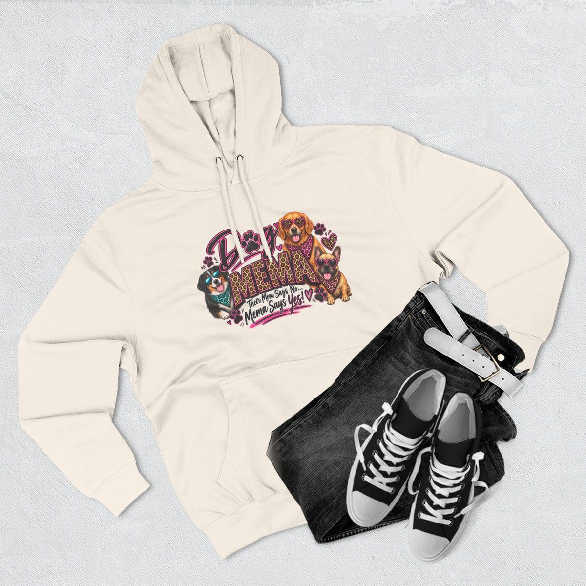 Dog Mema Hoodie — Cute Paw Print Graphic Pullover for Grandma Dog lovers