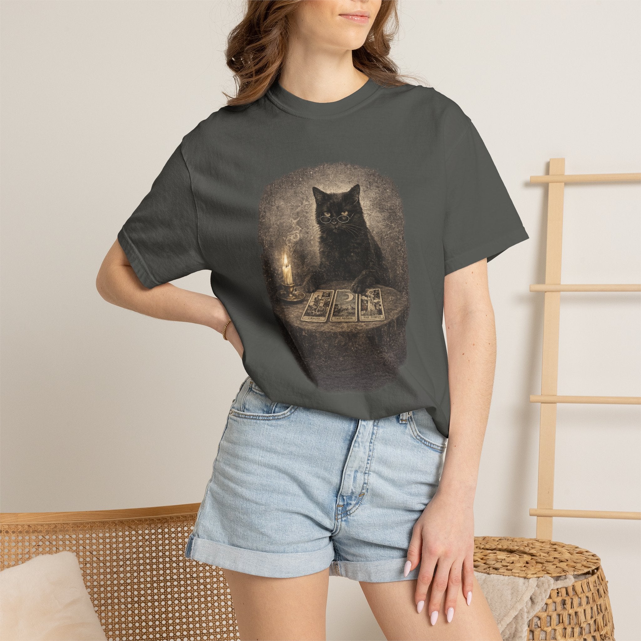 Tarot Cat T-Shirt — Black Cat Fortune Teller Graphic Tee