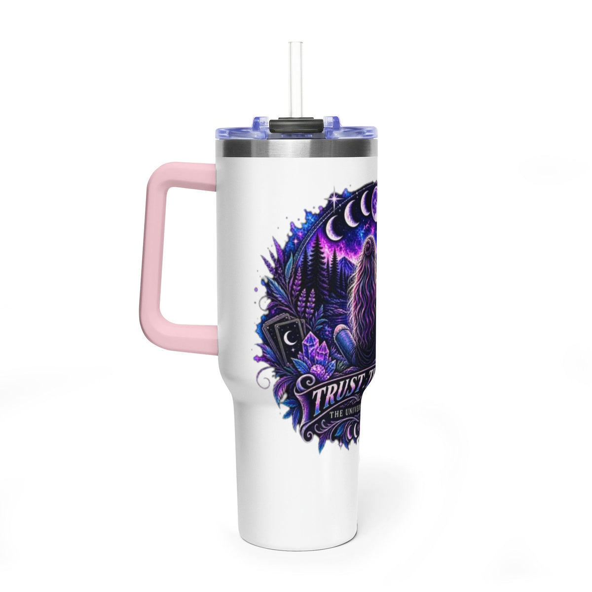 40oz Vacuum Tumbler – 'Trust the Signs' Moonlit Forest Design