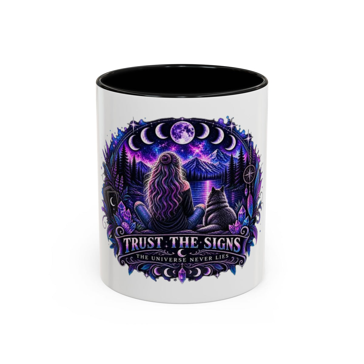 Mystic Moon Coffee Mug — "Trust the Signs" Night Sky Design