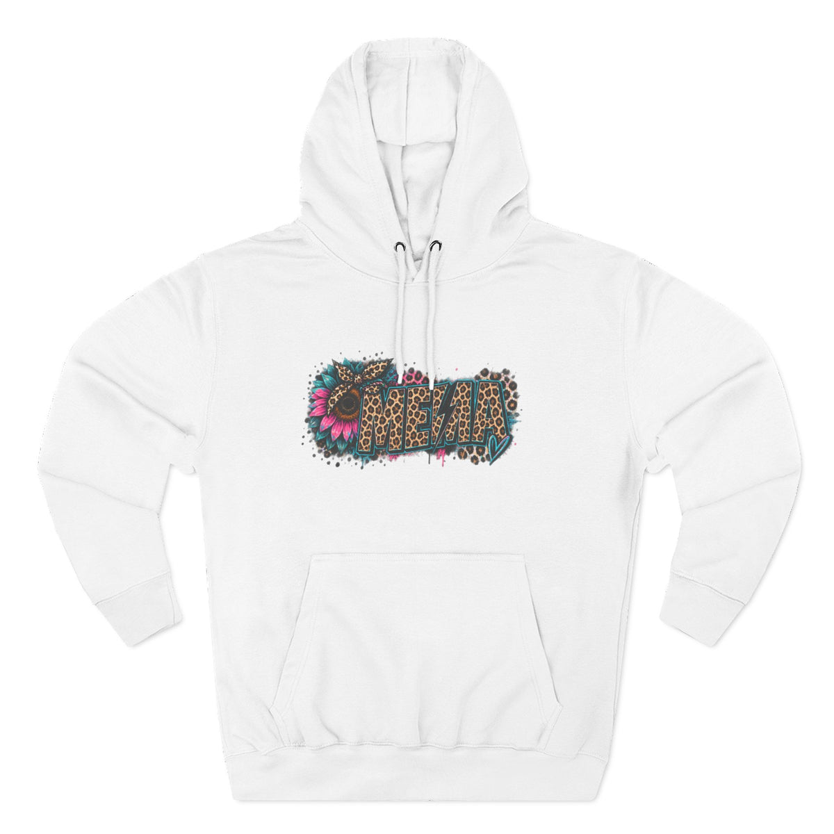 MEMA Leopard Floral Heat Hoodie — Cozy Fleece Pullover with Leopard & Flowers Design