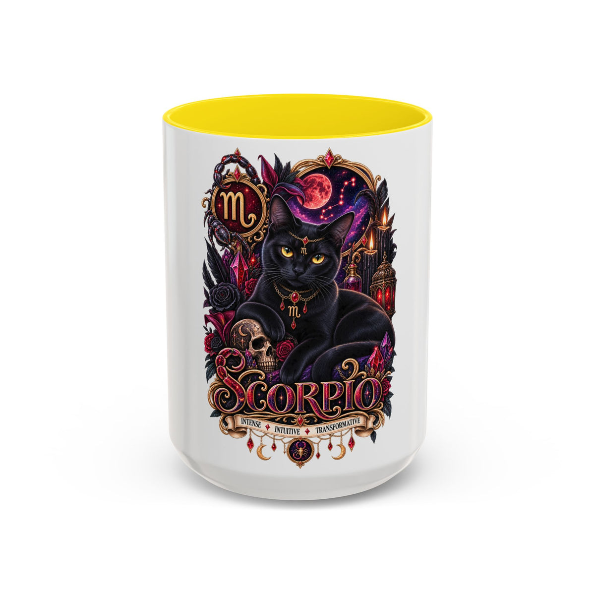 Scorpio Zodiac Black Cat Accent Coffee Mug – Astrology Gift (11oz & 15oz)
