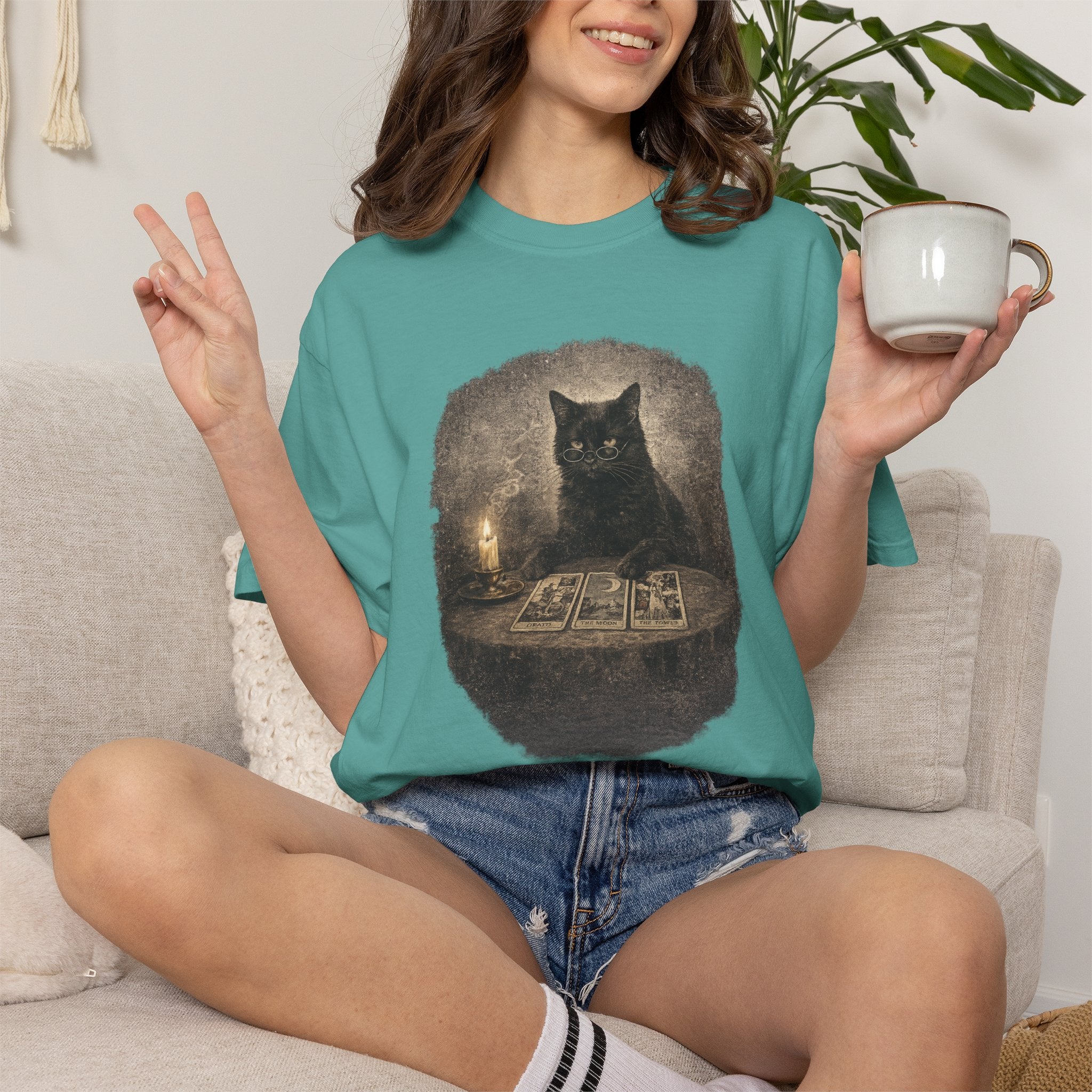Tarot Cat T-Shirt — Black Cat Fortune Teller Graphic Tee