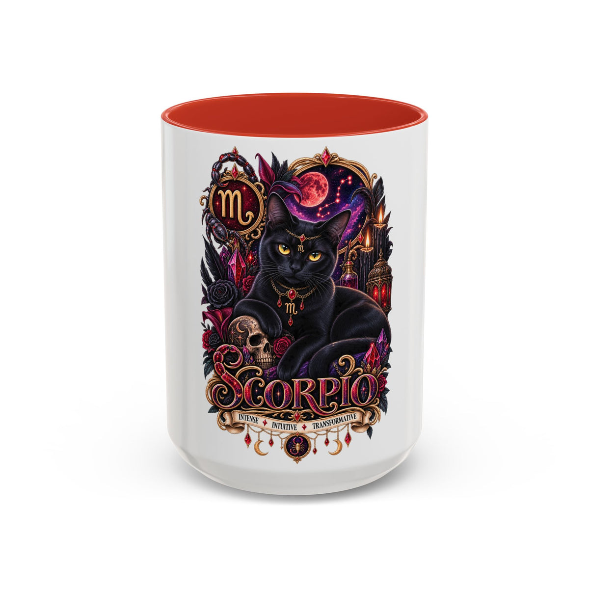 Scorpio Zodiac Black Cat Accent Coffee Mug – Astrology Gift (11oz & 15oz)