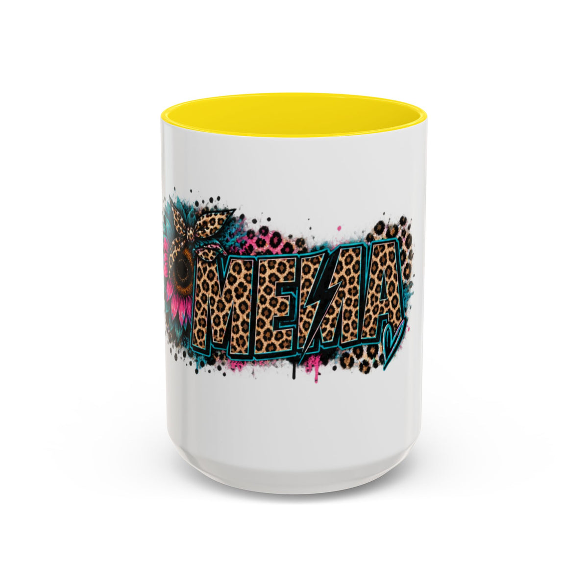 Leopard Print 'Mema' Accent Coffee Mug — Bold Animal Print Ceramic Mug- Mema Gift