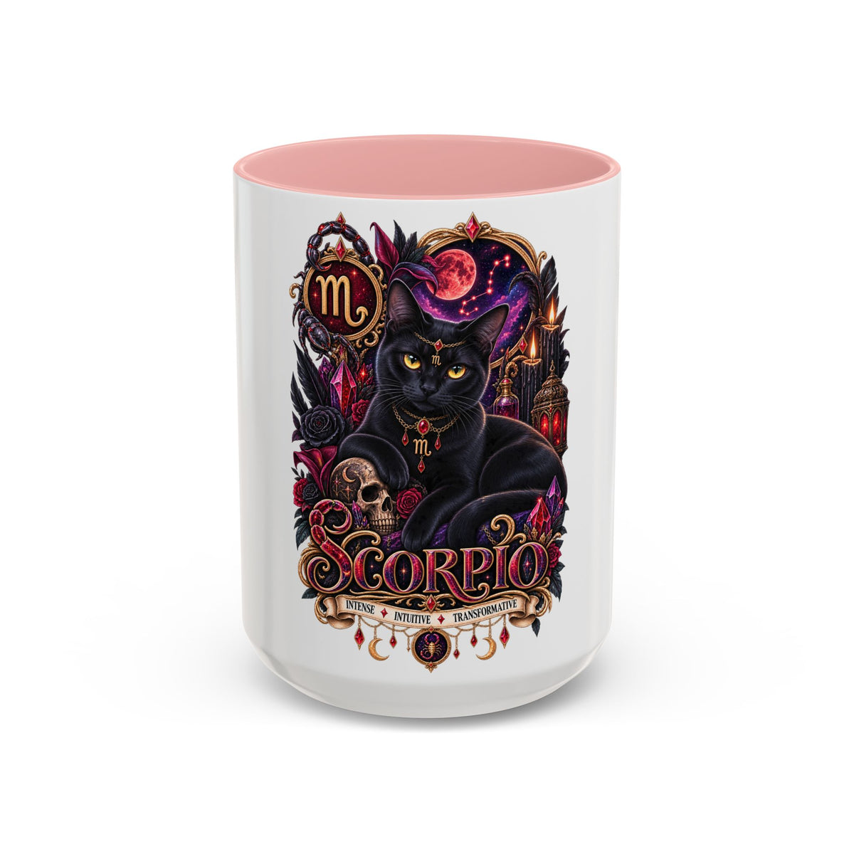 Scorpio Zodiac Black Cat Accent Coffee Mug – Astrology Gift (11oz & 15oz)