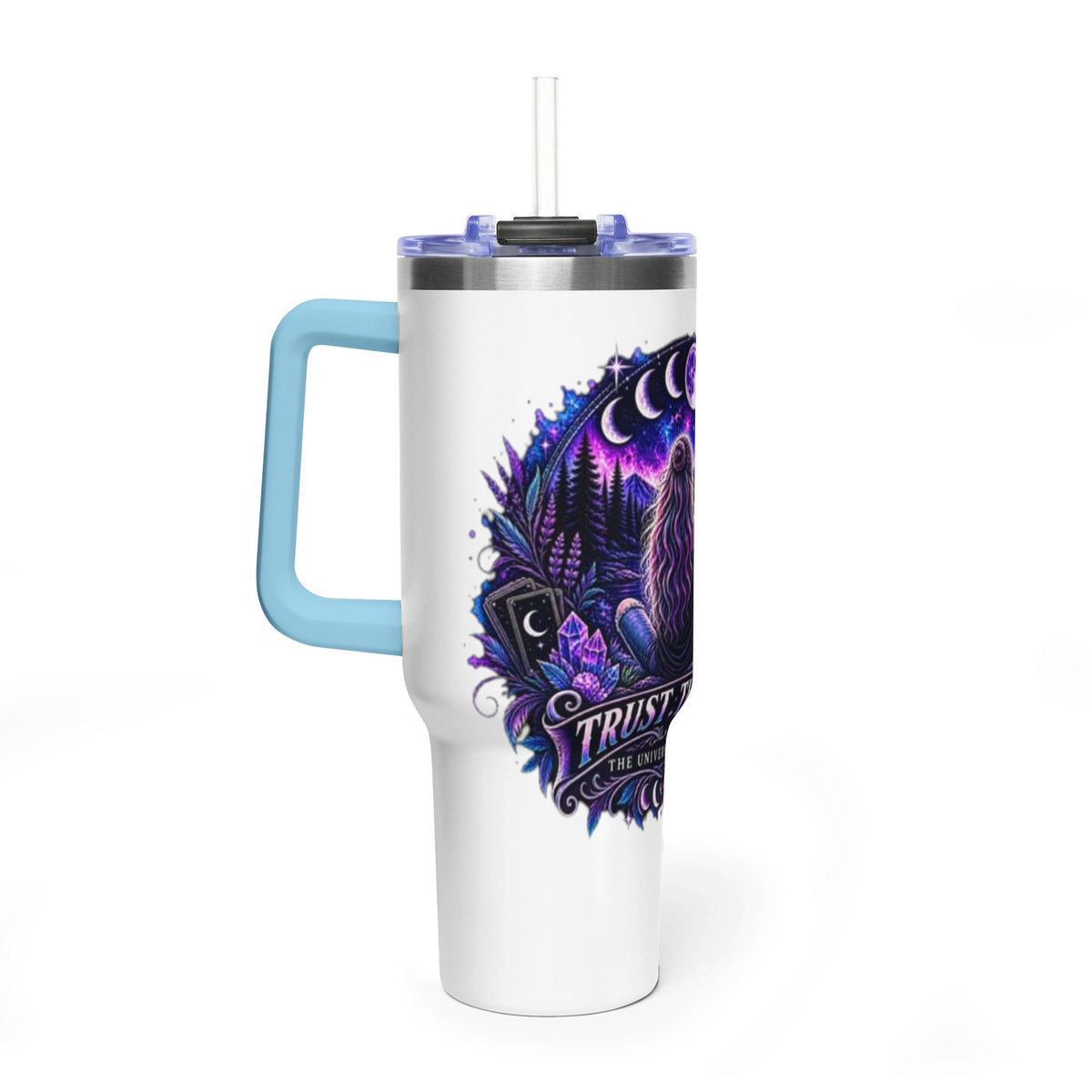 40oz Vacuum Tumbler – 'Trust the Signs' Moonlit Forest Design