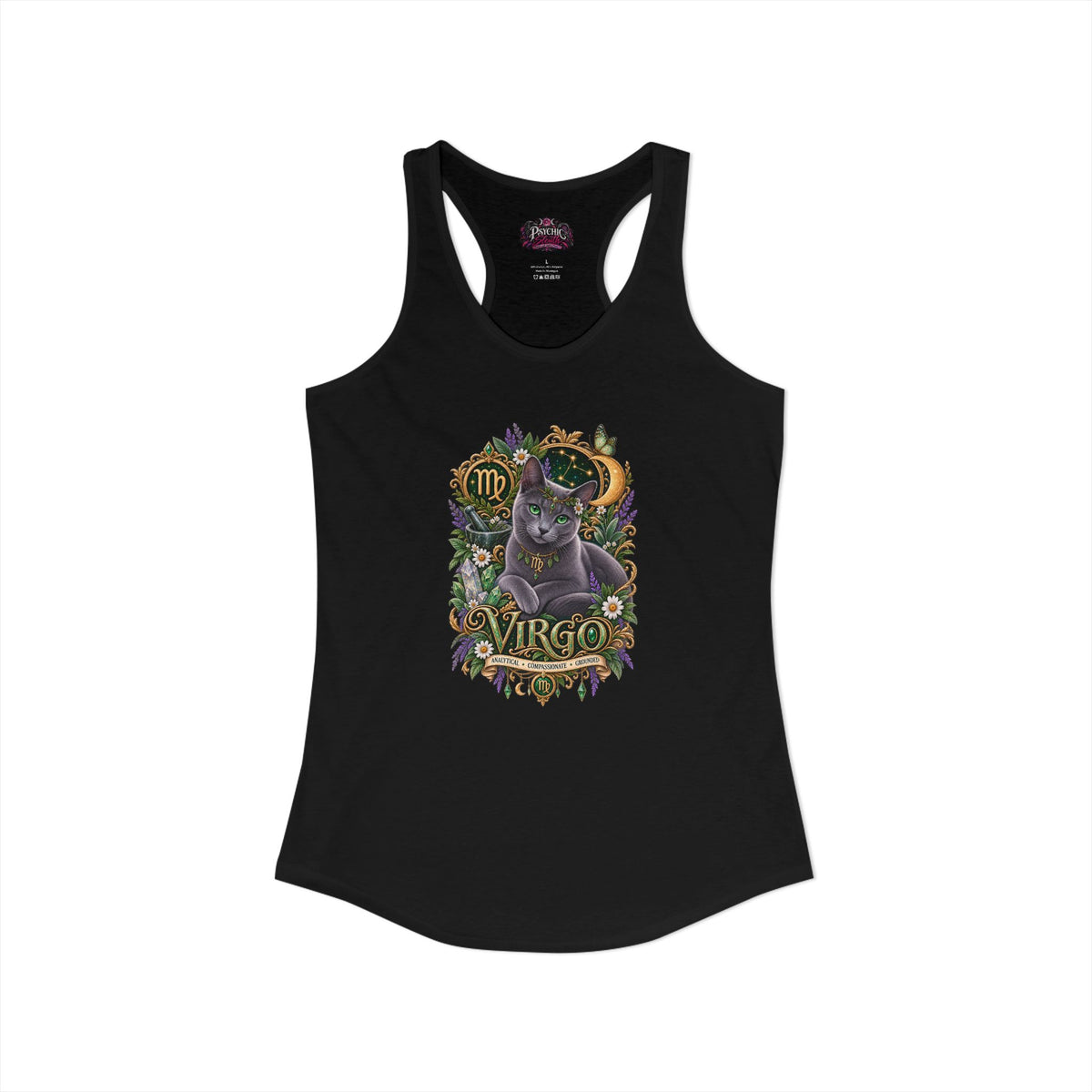 Virgo Russian Blue Zodiac Tank- Celestial Astrology Cat Lover Tank