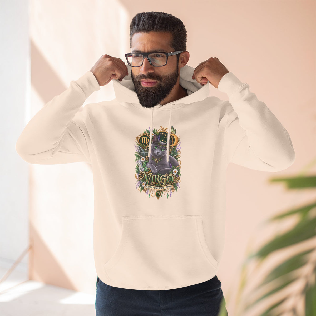Virgo Russian Blue Cat Zodiac Hoodie — Astrological Virgo Horoscope Pullover