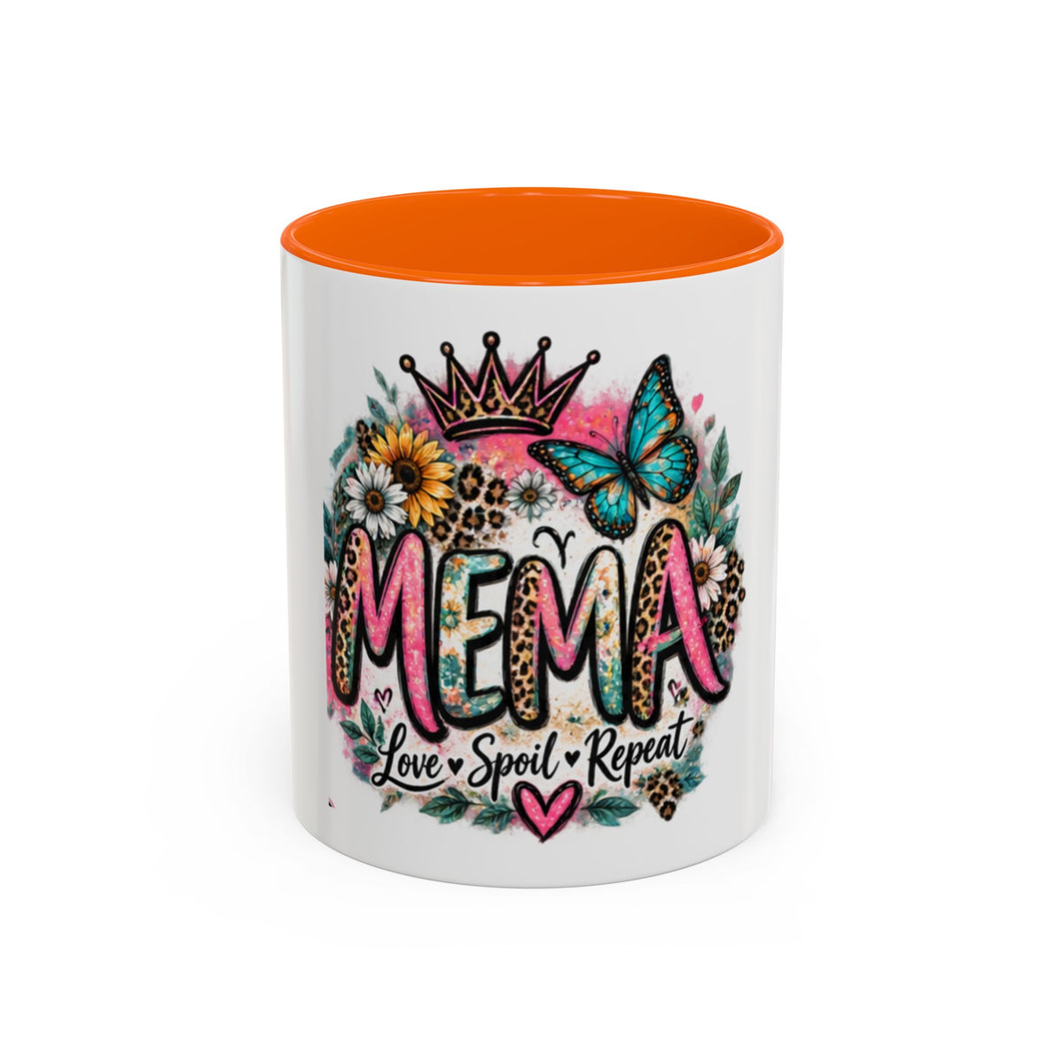 Mema Floral Accent Coffee Mug – 'Mema' Crown, Butterflies & Sunshine Design (11/15 oz)