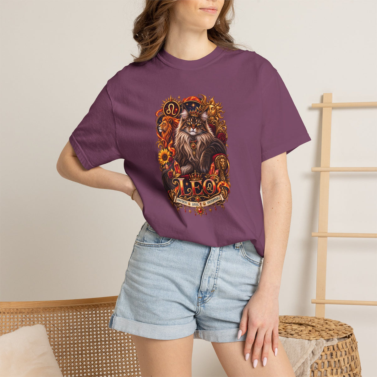 Leo Zodiac Cats T-Shirt — Maine coon Astrology Tee