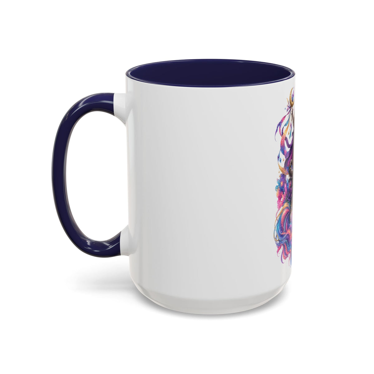 Magical Cat Knight on Unicorn Accent Coffee Mug — Colorful Fantasy 11/15oz