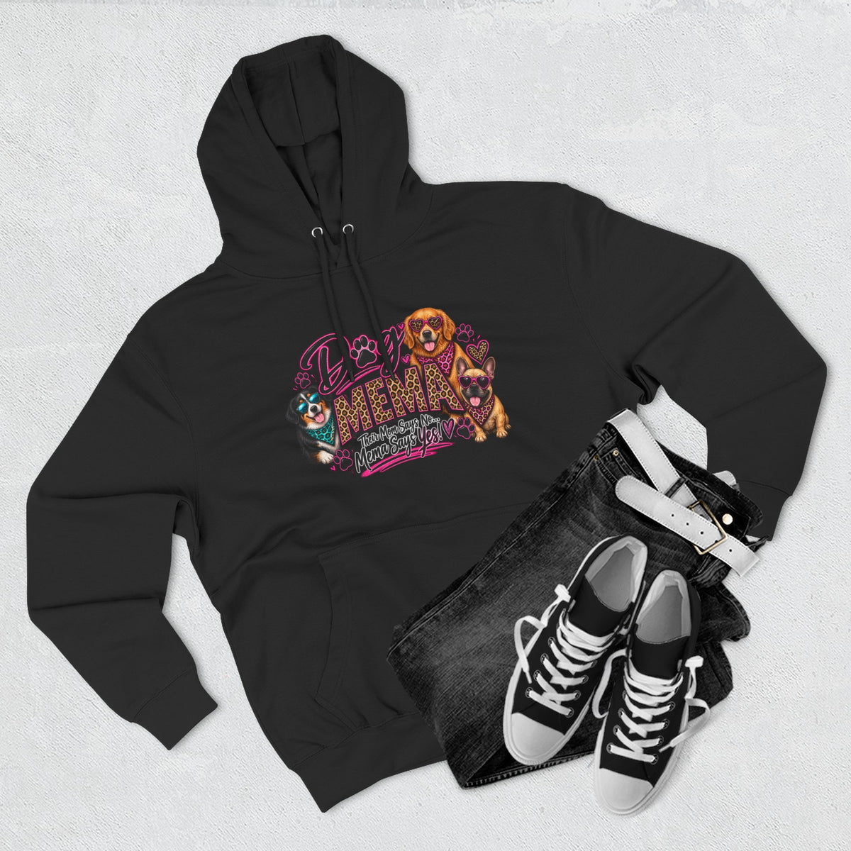 Dog Mema Hoodie — Cute Paw Print Graphic Pullover for Grandma Dog lovers