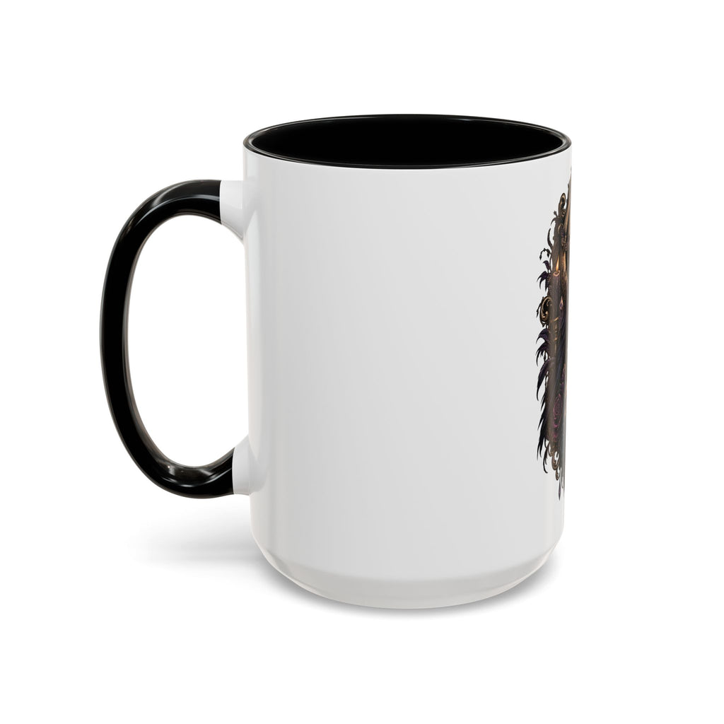 Gothic Raven & Skull Accent Coffee Mug — Dark Floral Occult Tea Cup