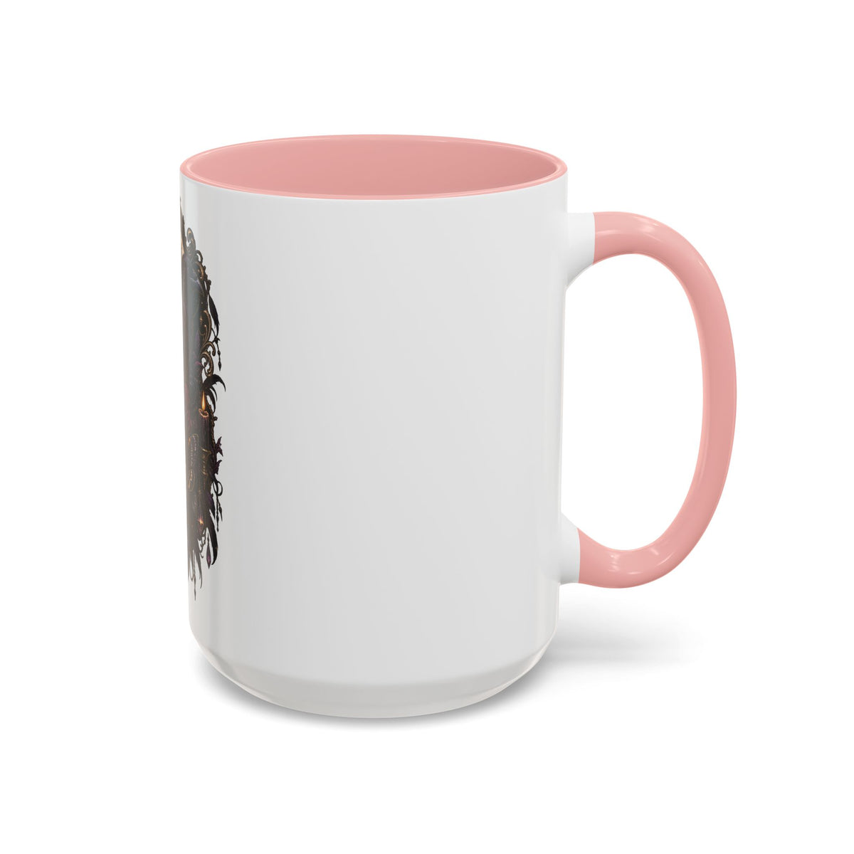 Gothic Raven & Skull Accent Coffee Mug — Dark Floral Occult Tea Cup