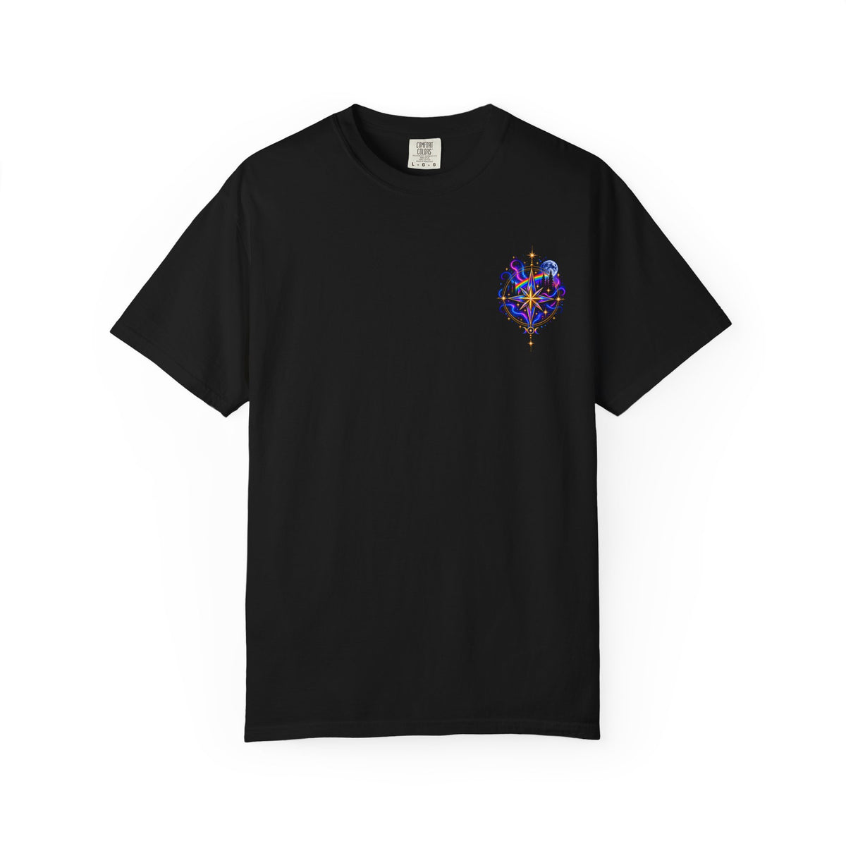 T-Shirt — "Guided by Light, Bound to Truth" Cosmic Forest Graphic