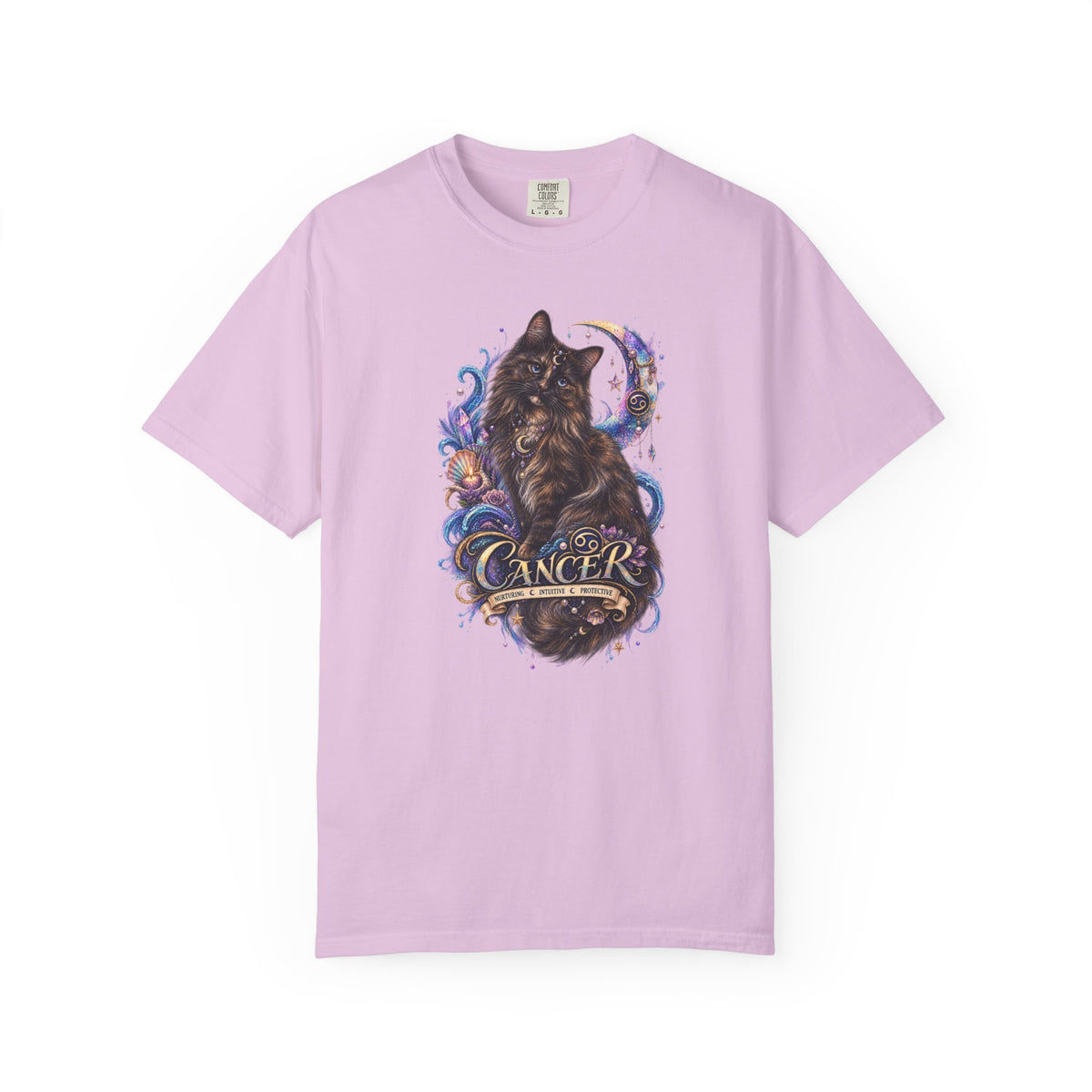 Cancer Zodiac T‑Shirt — Mystical Tortoiseshell   Cat Horoscope Design