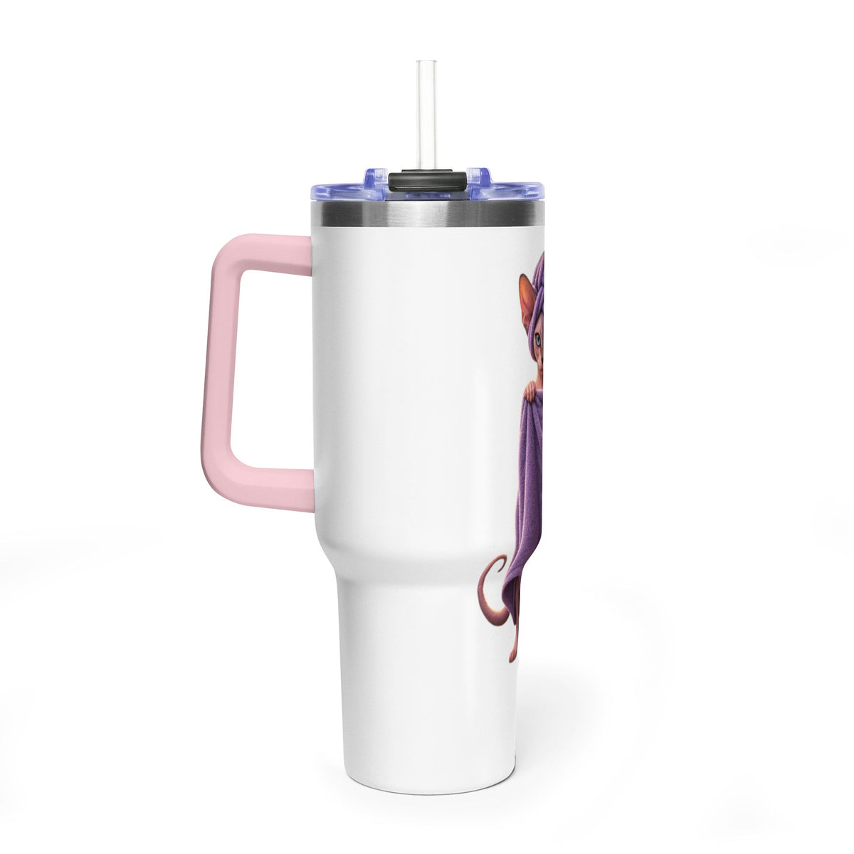 40oz Sphinx Cat Spa Tumbler — Sphynx With Towel Insulated Travel Mug