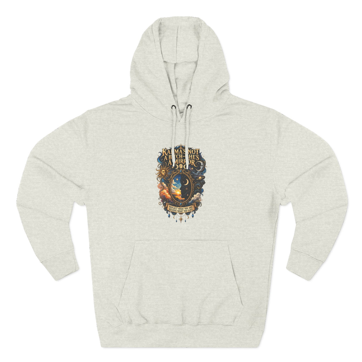 "Karma's not a Bitch she's a Mirror" Hoodie — Spiritual Boho Graphic Pullover