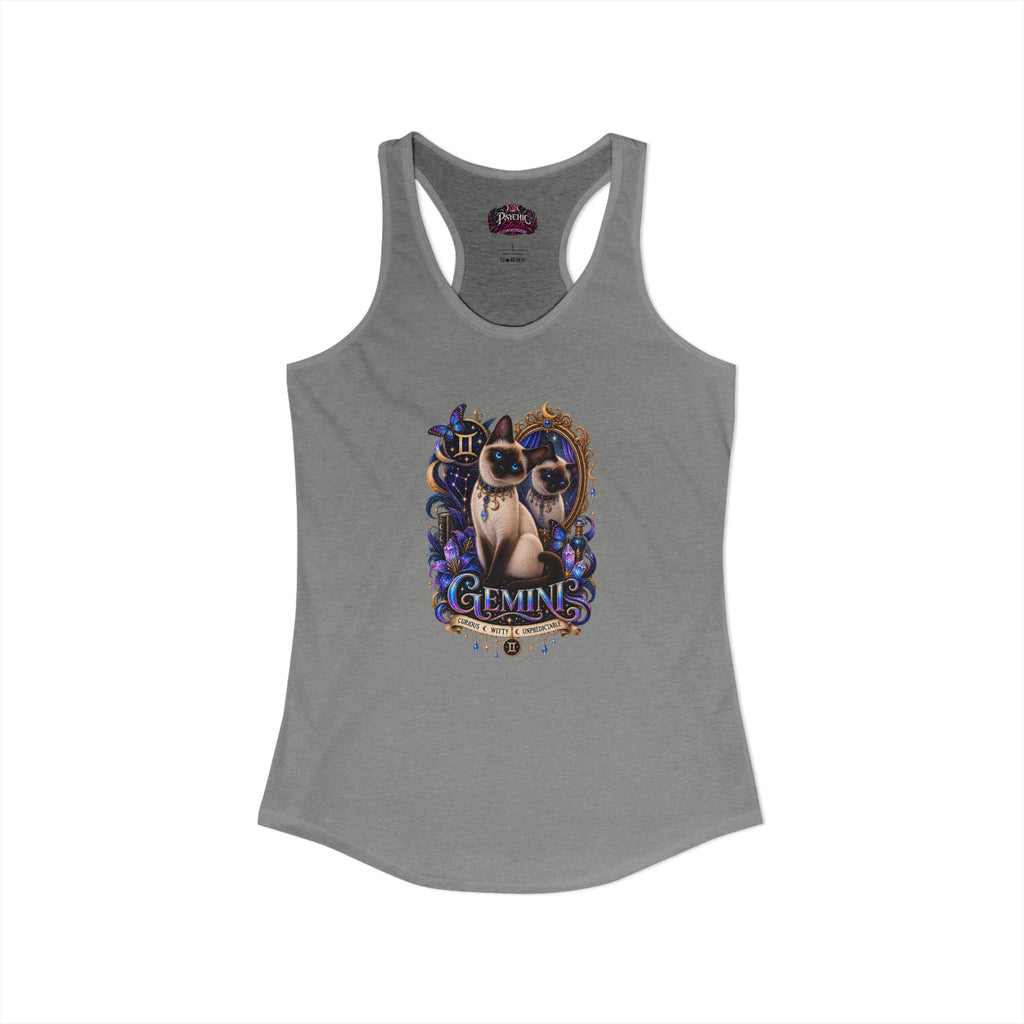 Gemini Siamese Cat Zodiac Tank- Celestial Astrology Cat Lover Tank