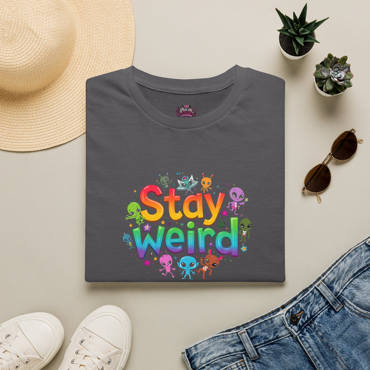 Stay Weird T-Shirt — Colorful Cute Alien Graphic Tee