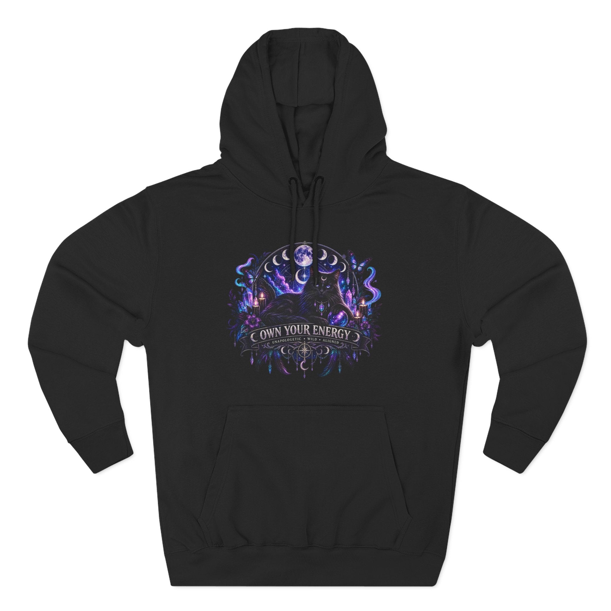 Mystical Black Cat Fleece Hoodie