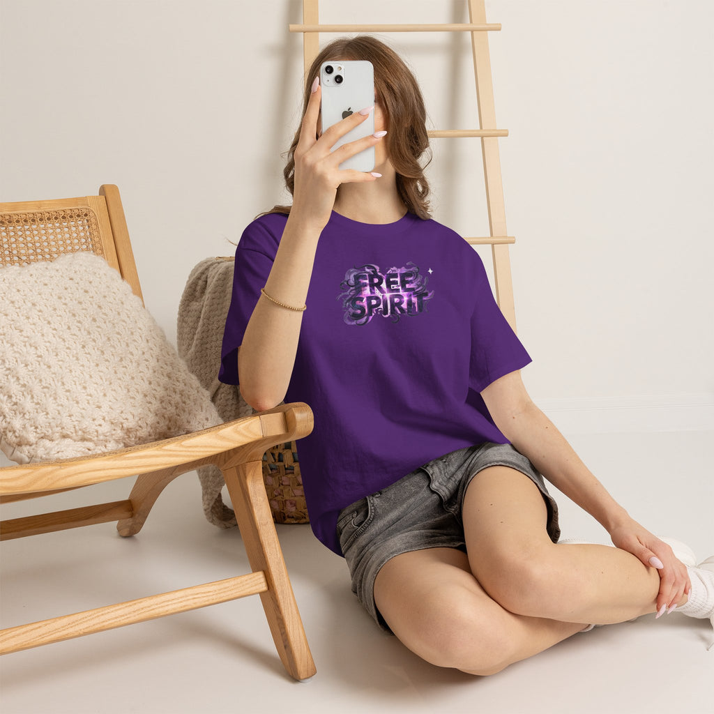 Free Spirit Tee — Purple Galaxy Wings Graphic T-Shirt